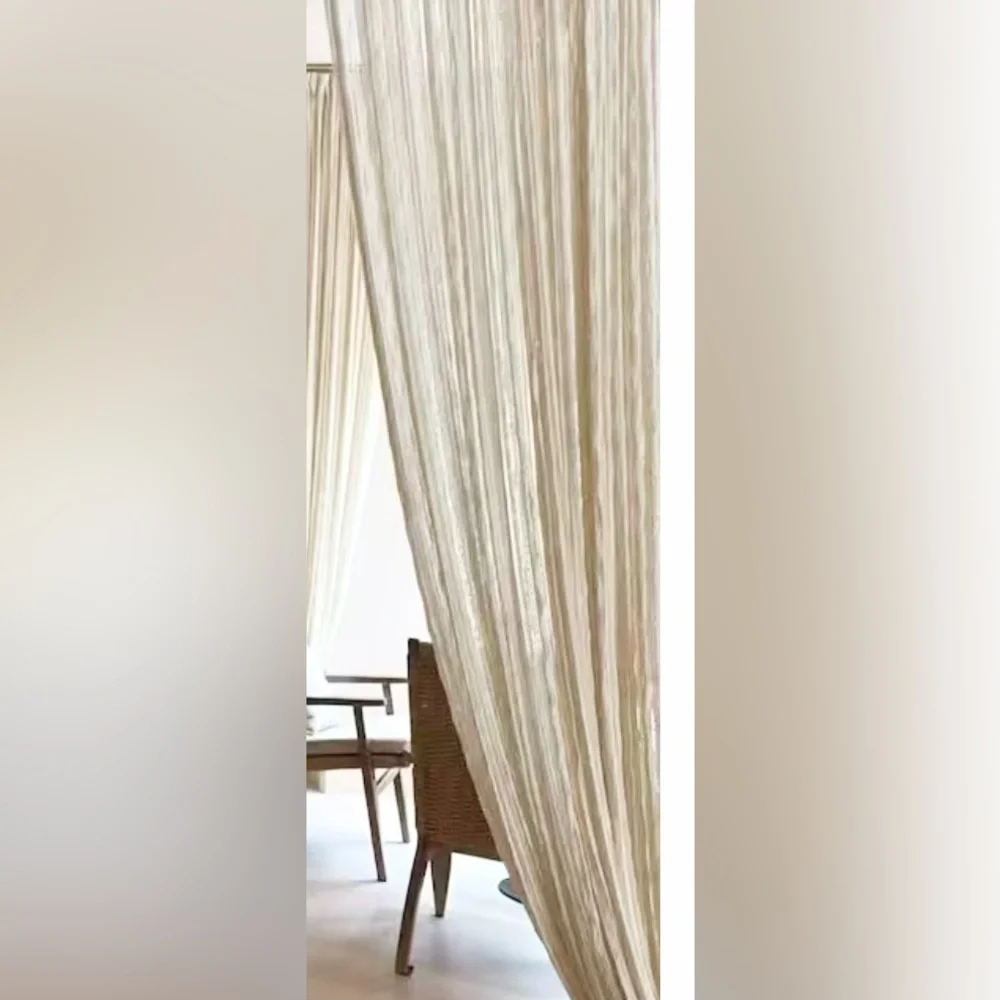 Pottery Barn set of 4 window panels Belgian linen crinkled 47x80” in ivory gauze